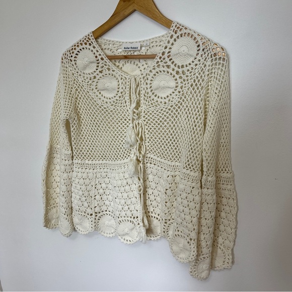 Roller Rabbit Benita Crochet Cardigan Top Size XS - Picture 3 of 7